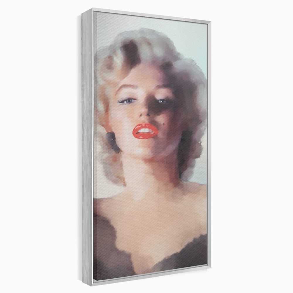 Tablou canvas cu tablou canvas cu marilyn monroe, in rama de aluminiu argintiu